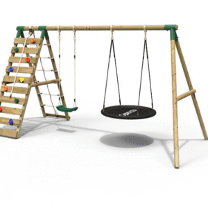 KIDS SWING SET WITH CLIMBING WALL