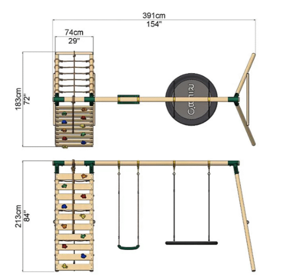 KIDS SWING SET WITH CLIMBING WALL - Image 3