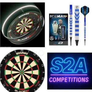 darts bundle winmau  blade 6  3 core carbon board surround and plasma light, gerwyn price darts
