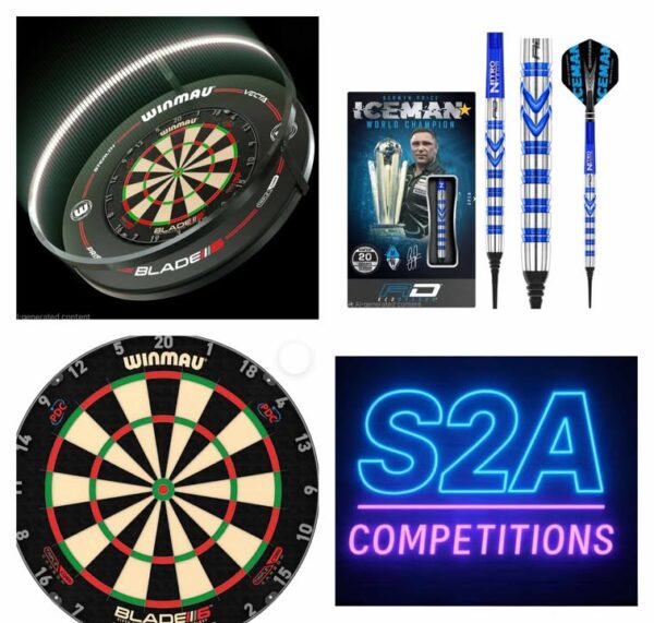 darts bundle winmau  blade 6  3 core carbon board surround and plasma light, gerwyn price darts