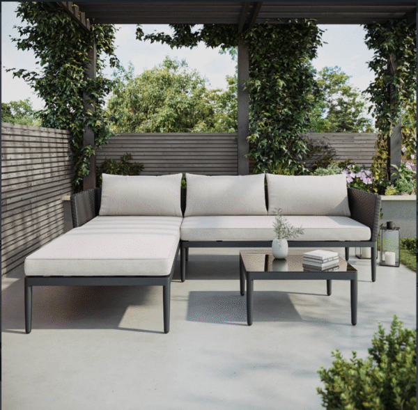Outdoor Corner Sofa Set with Chaise Longue and Coffee Table - Image 3
