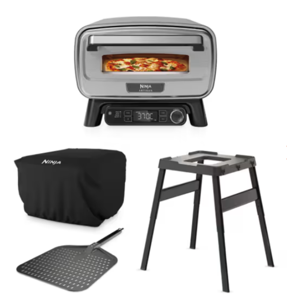 NINJA PIZZA OVEN, AIR FRYER, STAND AND COVER BUNDLE