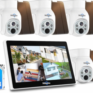 4 camera cctv wireless solar cctv setup with 10" screen and hard drive
