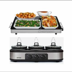 triple slow cooker and heated glass top