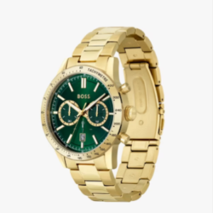 boss mens watch gold/green